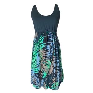 Sonoma Sleeveless Neon Palm Print Faux Wrap Dress